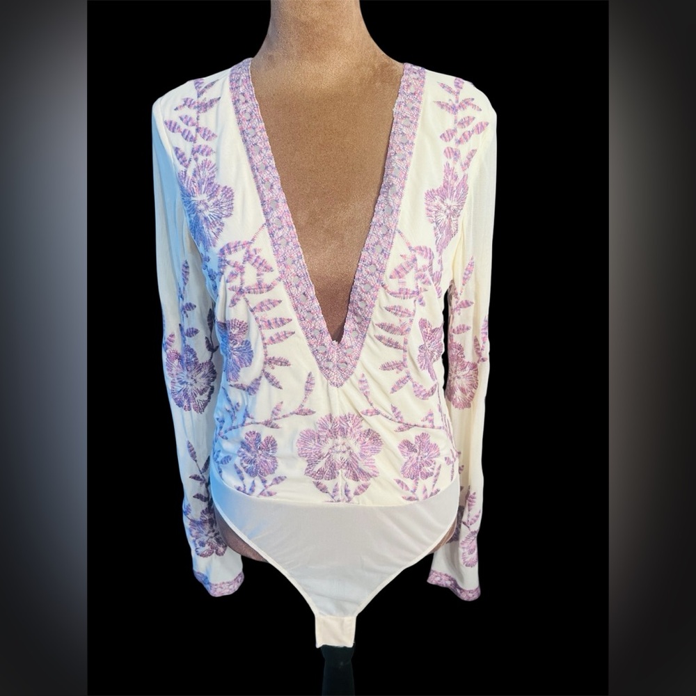 Large NWT “Honey Punch” brand plunging V-Neck Bodysuit.